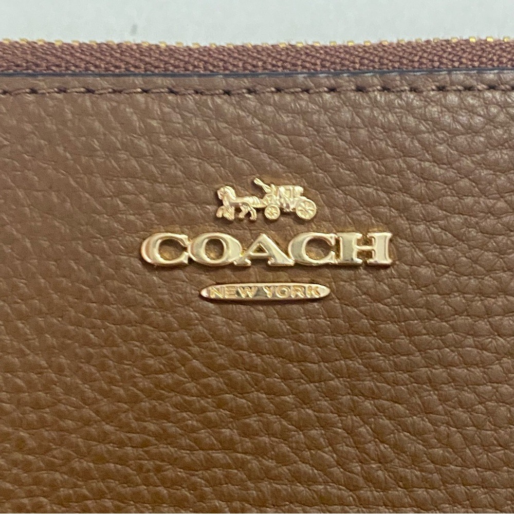 🐎COACH, Double Corner Zip Wristlet In Brown Pebbled Leather, F87590 - Picture 3 of 8